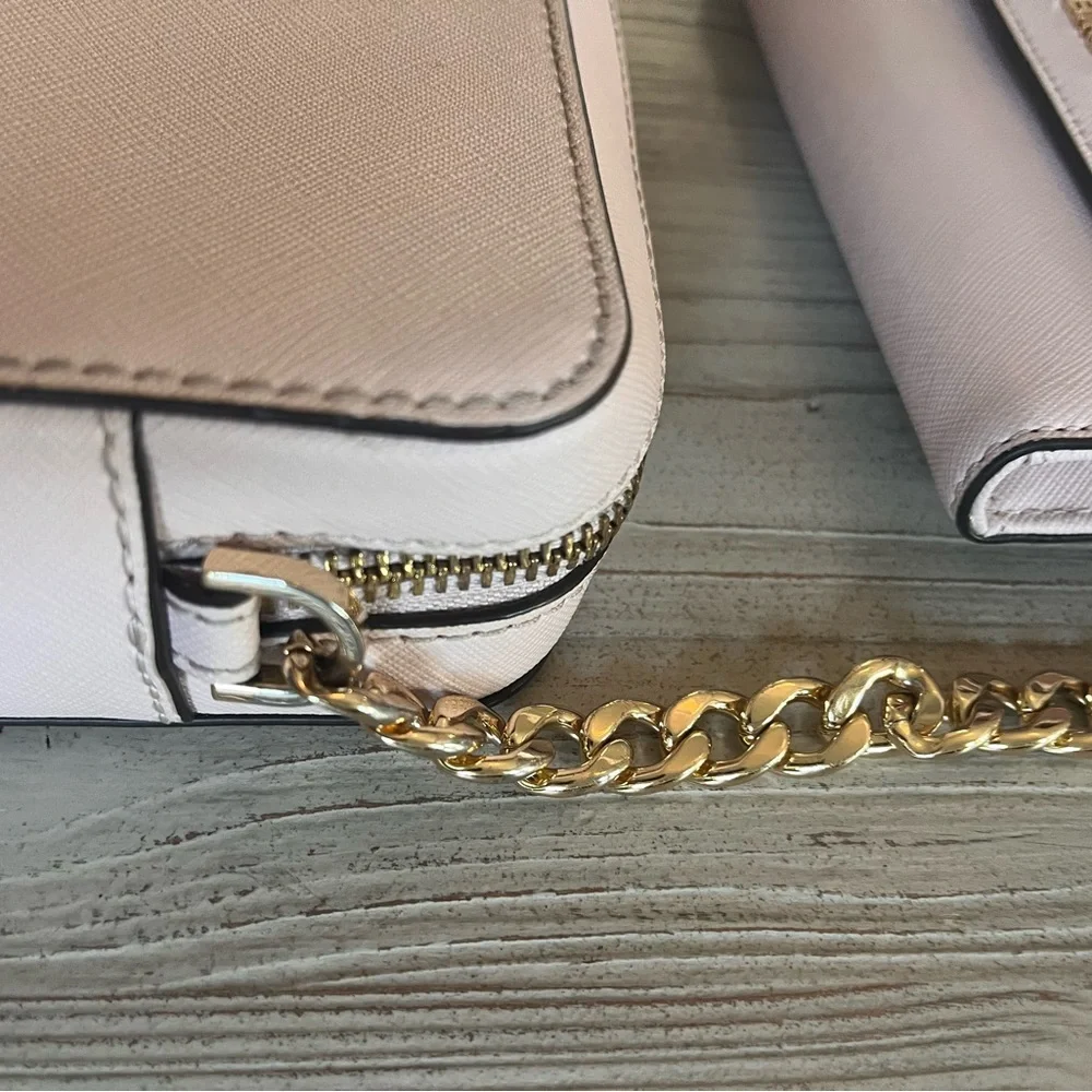 Michael Kors jet set east Saffiano leather Blush Crossbody Bag and Wallet Set